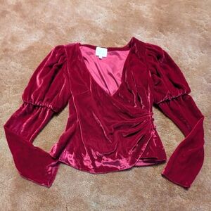 Cinq A Sept - Theo Medieval Silk Blend Velvet Top With Puff Sleeves Size XS